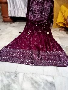 Beautiful Heavy Mirror Work Nayera Cut Kirti With Dupatta & Belt