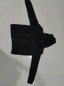 Black Hoodie With Golden Zip