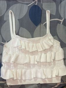 White Ruffle Knit Top