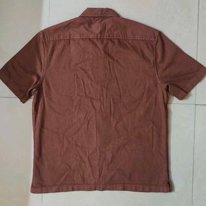 Brown Short Sleeve Zip Shirt