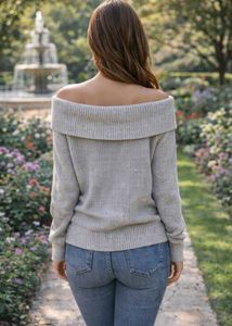 Off-Shoulder Knit Sweater