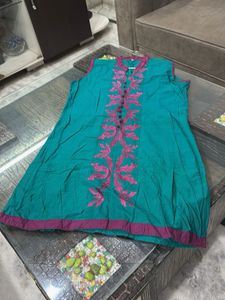 Emerald Green Embroidered Kurti