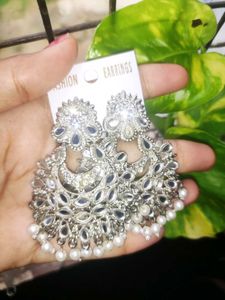 Silver Mirror &amp; Pearl Earrings