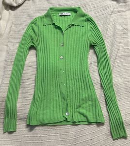 Zara Green Ribbed Knit Top