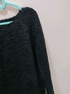 Black Furr Korean Crop Top