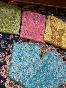 Floral Print Embroidered Fabric