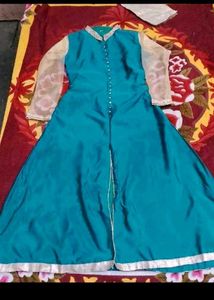 Peacock Kurti &amp; Golden Plazzo Suit