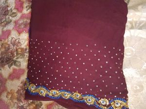 Maroon Embellished Saree