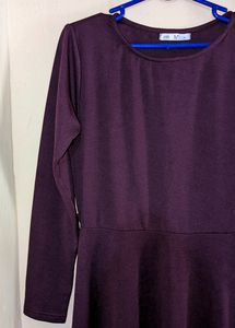 Vintage 80s Women Burgundy Dress