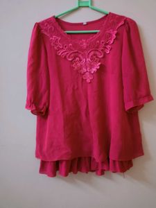 Pink Lace Detail Top