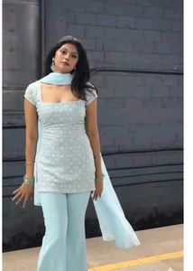 Elegant Pink Embroidered sort Kurta Set