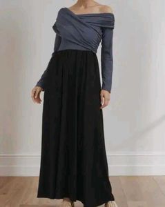 Elegant Two-Tone Maxi Dress