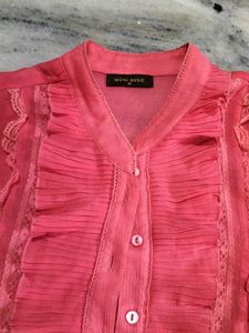 Coral Ruffle Blouse