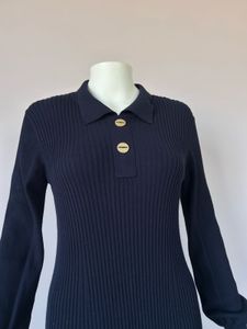 Navy Blue Ribbed Premium Dress
