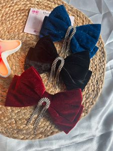 3 pcs luxe bow clip