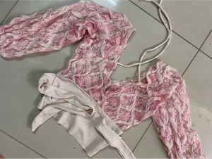 Pink Lace Long Sleeve Top