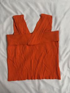 Orange Ribbed Tank Top