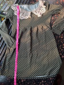 Polka Dot Top Lace Collar
