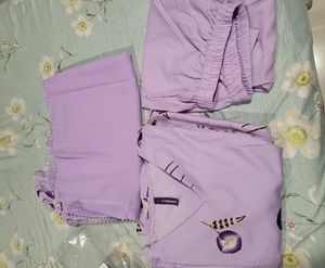 Lavender Floral Printed AnarkaliKurti Palazzo Set