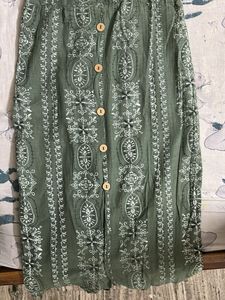Olive Green Embroidered Sundress