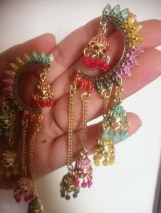 Colorful Jhumka Ear Cuff Earrings