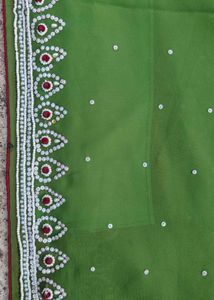 Elegant Green Saree with pearls work