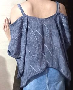 Grey Off Shoulder Crop Top