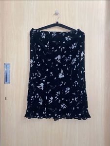 Black Floral Midi Skirt