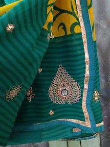 Yellow &amp; Green Saree