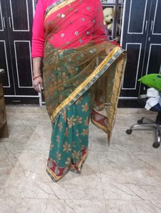 Double Shades Saree With Net Palla