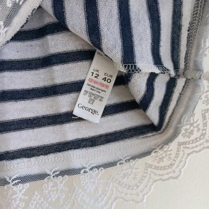 Stripes Top With Lacy Borders