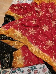 Red Embroidered saree
