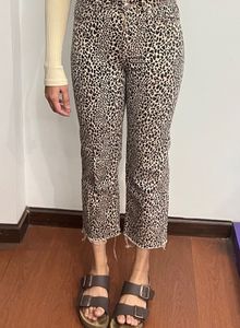 H&amp;M Leopard Print Straight Leg Jeans