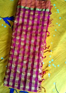 Dual Clr Checked Saree