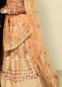 Elegant Peach Floral Lehenga Choli Set
