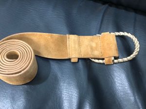 Genuine Leather Suede Belt Golden Metal Buckle