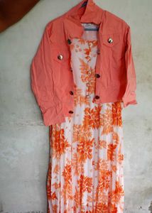 Floral Dress with Cropped Jacket