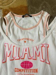 White Miami Basketball Graphic Crop Top