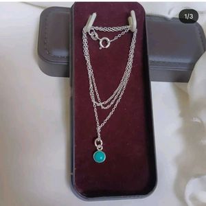 Pure Silver Sterling Turquoise Dainty Necklace