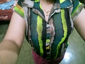 Multicolored Half Sleeve Shirt Top