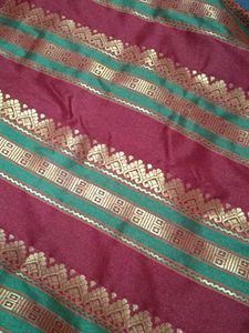Green &amp; Gold  Maroon Handloom Saree