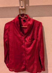 Maroon Satin Style Top
