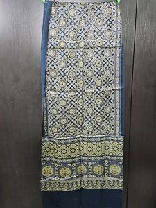 Blue Ajrakh Printed Modal Silk Dupatta/stole