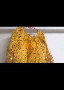 Elegant Yellow Embroidered Anarkali For Haldi