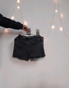 Black Denim Cut-Off Shorts