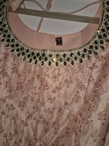 Peach Embroidered Kurta Set