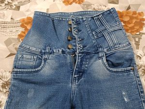 Blue High Waist Skinny Fit Jeans (4 Button