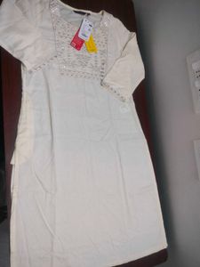 New Off White Mirror Work kurta