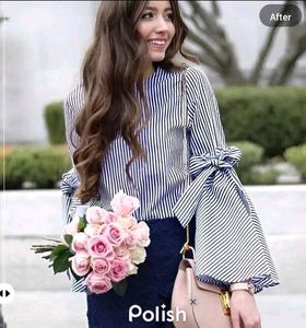 New With Tag Cute Korean Stripped Bow Top