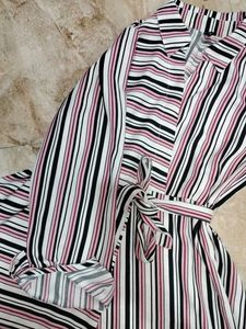 Striped Shirt Dress with Belt